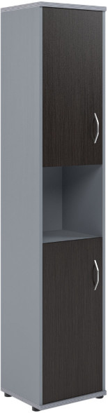 Шкаф колонка с комплектом глухих малых дверей СУ-1.5(L) Венге/Металлик 406*365*1975